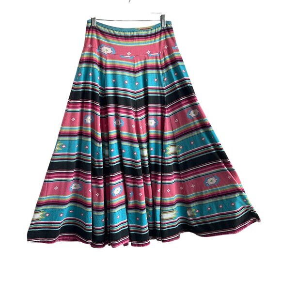 Rancho Estancia Dresses & Skirts - Rancho Estancia Large Western Aztec Print Multicolor Maxi Skirt Geometric Flowy